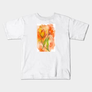 Orange Flower Abstract Kids T-Shirt